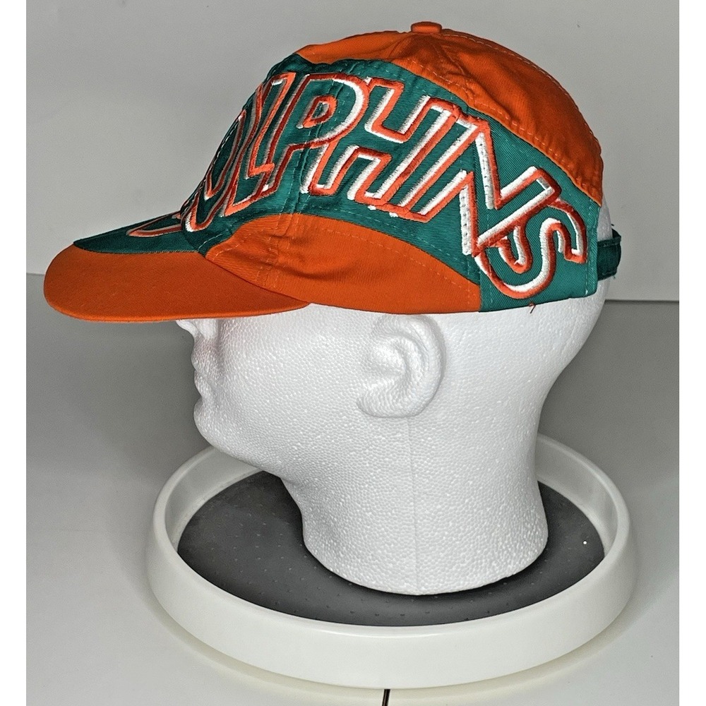 Miami Dolphins The Game Big Logo Spellout Hat Cap Teal Orange NFL VTG 90’s RARE - Picture 3 of 16